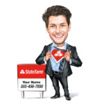 Super Insurance Agent State Farm Custom Caricature Cartoon Character-State Farm-Template #SF5083