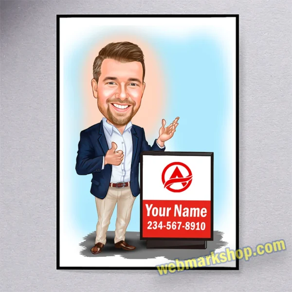 Insurance Agent Custom Caricature Cartoon Character Christmas Gift Birthday Gift -Template #SF5084