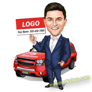 With Car Background Insurance Caricature Cartoon Christmas Gift