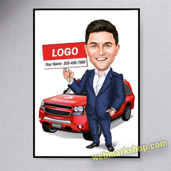 With Car Background Insurance Caricature Cartoon Christmas Gift