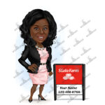 Insurance Agent Women Caricature Cartoon Character-State Farm-Template #SF5108
