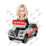 Insurance Agent women Caricature Cartoon Character-State Farm-Template #SF5116