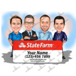Insurance Agent Team /Staff Caricature Cartoon Character-State Farm-Template #SF5119