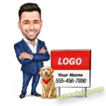 With Dog Insurance Caricature Cartoon Character-Christmas Gift for Him-Template #SF5095