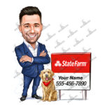 With Dog Insurance Caricature Cartoon Character-State Farm-Template #SF5095