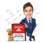 With Dog Insurance Caricature Cartoon Character-State Farm-Template #SF5096