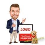 With Dog Insurance Caricature Cartoon Character-Christmas Gift for Him-Template #SF5097