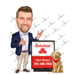 With Dog Insurance Caricature Cartoon Character-State Farm-Template #SF5097