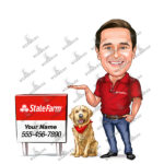 With Dog Insurance Caricature Cartoon Character-State Farm-Template #SF5098