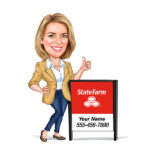 Insurance Agent women Caricature Cartoon Character-State Farm-Template #SF5102