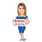 Insurance Agent women Caricature Cartoon Character-State Farm-Template #SF5103