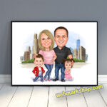 Family Caricature Gift Cartoon Gift Caricature Family Gift-Template #FF5059