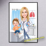 Pediatrician Personalized Picture of Cartoon, Child Doctor Caricature, Caricature from Photo, Digital Portrait, Caricature Personalized Gift, Digital Download -Template #MED80507