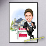 Realtor Caricature, Realtor Cartoon, Realtor Gift, Custom Real Estate Agent Caricature Portrait, Real Estate Templates Marketing, Realtor Gift, Digital Download-Template #REA5064