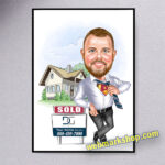Realtor Caricature, Realtor Cartoon, Realtor Gift, Custom Real Estate Agent Caricature Portrait, Real Estate Templates Marketing, Realtor Gift, Digital Download-Template #REA5065