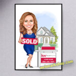 Realtor Caricature female cartoon, Realtor Cartoon, Realtor Gift, Custom Real Estate Agent Caricature Portrait, Real Estate Templates Marketing, Realtor Gift, Digital Download-Template #REA5067