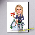 Realtor Caricature female cartoon, Realtor Cartoon, Realtor Gift, Custom Real Estate Agent Caricature Portrait, Real Estate Templates Marketing, Realtor Gift, Digital Download-Template #REA5072