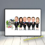 Realtor Caricature Group, Realtor Cartoon, Realtor Gift, Custom Real Estate Agent Caricature Portrait, Real Estate Templates Marketing, Realtor Gift, Digital Download-Template #REA5074