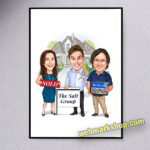 Realtor Caricature Group, Realtor Cartoon, Realtor Gift, Custom Real Estate Agent Caricature Portrait, Real Estate Templates Marketing, Realtor Gift, Digital Download-Template #REA5075