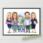 Realtor Caricature Group, Realtor Cartoon, Realtor Gift, Custom Real Estate Agent Caricature Portrait, Real Estate Templates Marketing, Realtor Gift, Digital Download-Template #REA5076