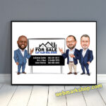 Realtor Caricature Group, Realtor Cartoon, Realtor Gift, Custom Real Estate Agent Caricature Portrait, Real Estate Templates Marketing, Realtor Gift, Digital Download-Template #REA5077