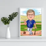 Sports Caricature Cartoon Custom Caricature Best Baseball Player Gift, Birthday Gift, Digital Gift, Gift For Him, Digital Download -Template #SP50058