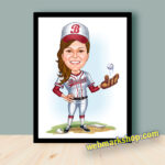 Sports Caricature Cartoon Custom Caricature Best Baseball Player Gift, Birthday Gift, Digital Gift, Gift For Her, Digital Download -Template #SP50060