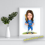 Sports Caricature Cartoon Custom Caricature Best Baseball Player Gift, Birthday Gift, Digital Gift, Gift For Her, Digital Download -Template #SP50061