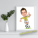 Sports Caricature, A male soccer player, Soccer Caricature Gift, Birthday Gift, Digital Gift, Gift For Him, Digital Download -Template #SP50065
