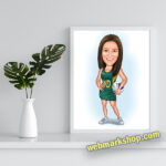 Sports Caricature, A female handball player, volleyball player, Birthday Gift, Digital Gift, Gift For Her, Digital Download -Template #SP50070