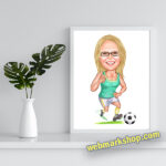 Sports Caricature, A female soccer player, Soccer player caricature gift, Birthday Gift, Digital Gift, Gift For Her, Digital Download -Template #SP50072