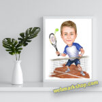Sports Caricature, Tennis player caricature, Tennis player caricature gift, Birthday Gift, Digital Gift, Gift For Him, Digital Download -Template #SP50074