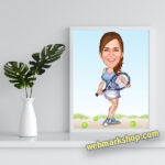 Sports Caricature, Tennis player caricature, Tennis player caricature gift, Birthday Gift, Digital Gift, Gift For Her, Digital Download -Template #SP50076