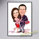 Valentine's Day Gift, Custom Couple Cartoon Portrait, Couple Portrait, Couple Gift, Couple Caricature, Custom Caricature, Anniversary Gift - Template #COU5004