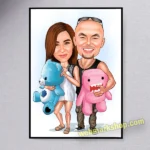 Valentine's Day Gift, Custom Couple Cartoon Portrait, Couple Portrait, Couple Gift, Couple Caricature, Custom Caricature, Anniversary Gift - Template #COU5005