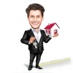 Realtor Caricature, Custom Real Estate Agent Caricature Portrait, Real Estate Templates Marketing, Digital Download-Template #REA5086