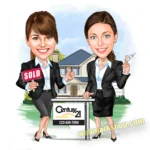 Custom Real Estate Agent Woman team, Century 21 Real Estate Caricature, Caricature Portrait, Real Estate Marketing, Digital Download-Template #REA5094