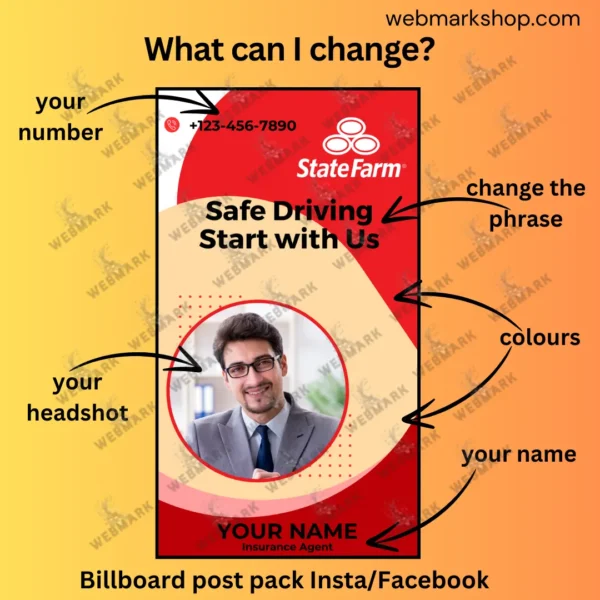 billboard Instagram Facebook Post pack design pack State Farm Insurance graphics social media post design billboard