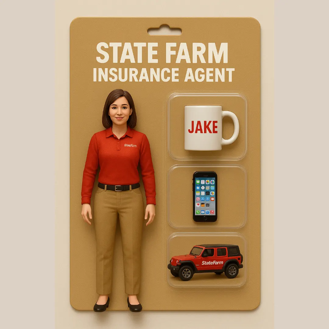 DIGITAL - Custom State Farm Agent Figurine Portrait / Starter Pack with Accessories – Unique Gift for you, Him, Her, or your Team