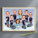 Company Group Caricature Cartoon Staff Caricature Office Team Cartoon Realtor Caricature Group Gift, Digital Download-Template #GRC8100