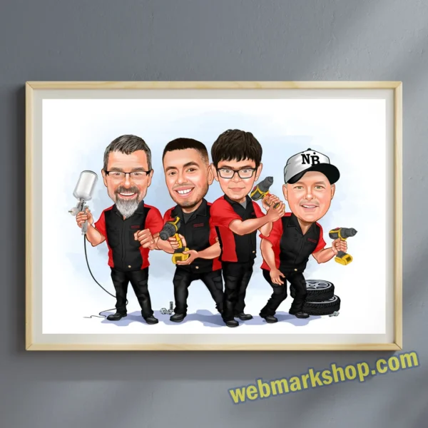 Company Group Caricature Cartoon Staff Caricature Office Team Cartoon Realtor Caricature Group Gift, Digital Download