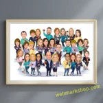 Company Group Caricature Cartoon Staff Caricature Office Team Cartoon Realtor Caricature Group Gift, Digital Download-Template #GRC8106