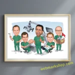Medical Caricature Male Nurse Group Cartoon Staff Caricature Office Team Cartoon Gift, Digital Download-Template #GRC8107