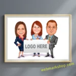 Company Group Caricature Cartoon Staff Caricature Office Team Cartoon Realtor Caricature Group Gift, Digital Download-Template #GRC8108