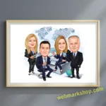 Company Group Caricature Cartoon Staff Caricature Office Team Cartoon Realtor Caricature Group Gift, Digital Download-Template #GRC8114