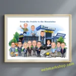 Company Group Caricature Cartoon Staff Caricature Office Team Cartoon Realtor Caricature Group Gift, Digital Download-Template #GRC8118