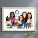 Company Group Caricature Cartoon Staff Caricature Office Team Cartoon Realtor Caricature Group Gift, Digital Download-Template #GRC8119