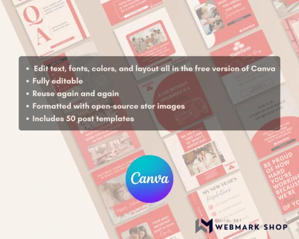 50 Done-for-You Canva Templates for State Farm Agents | Editable Insurance Social Media Posts - Image 3