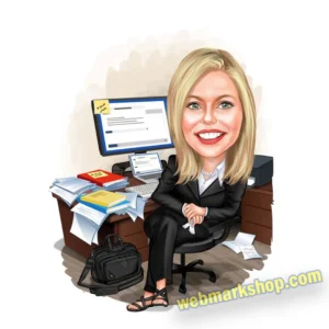 Female Office Caricature Cartoon Staff reception administration Character