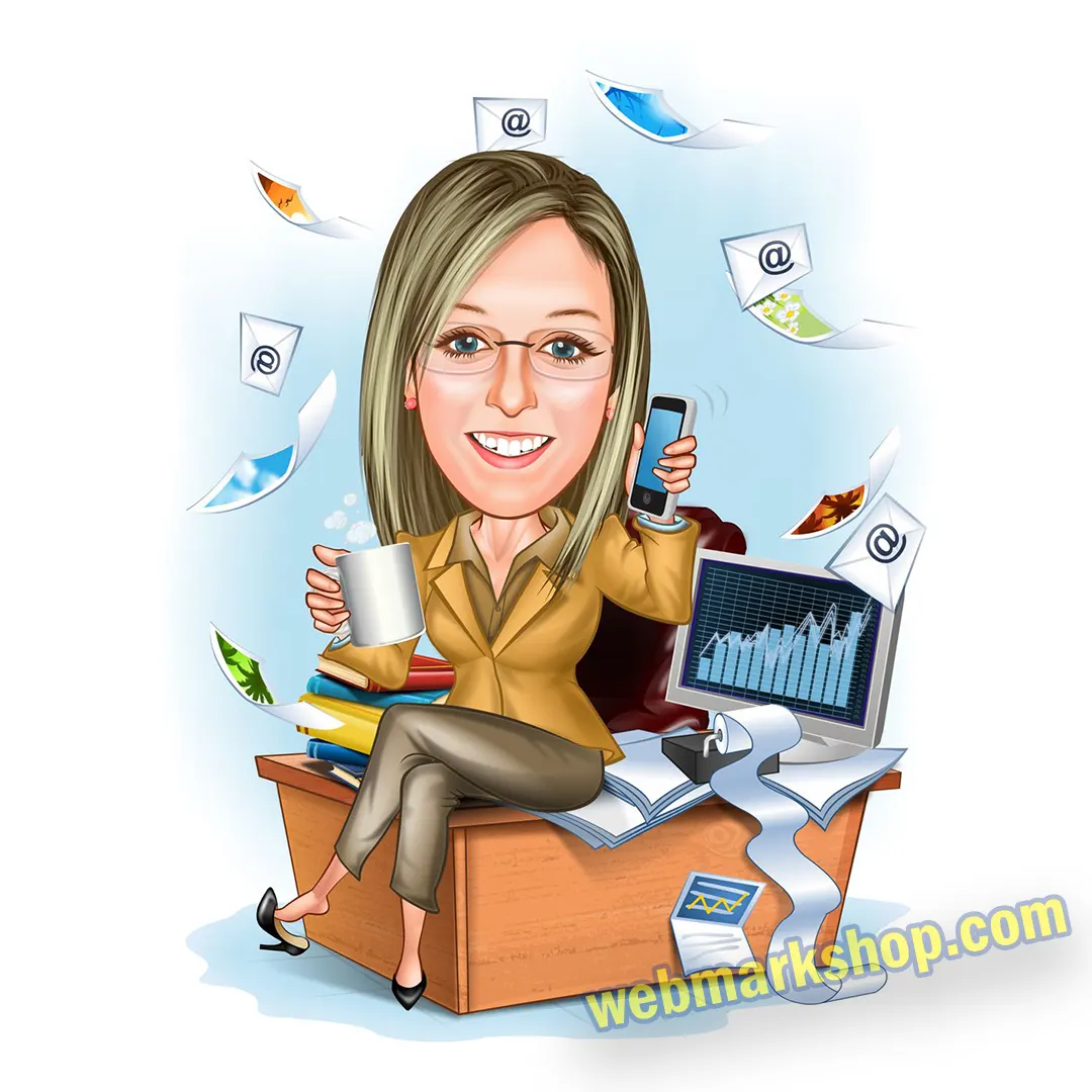 Female Office Caricature Cartoon Staff reception administration Character